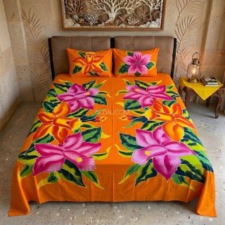 One Set Bedsheet Hand Painted by Balinese Artisans